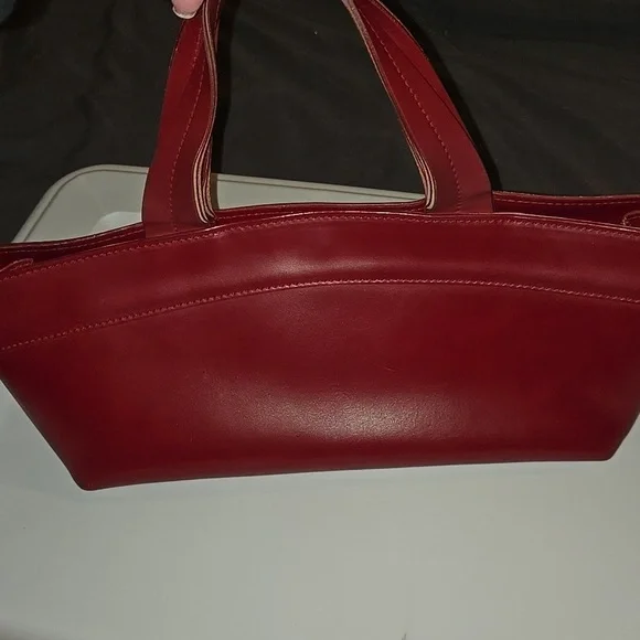 FURLA red leather handbag - Picture 7 of 11